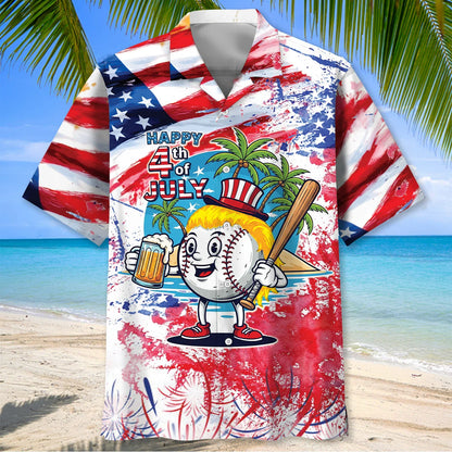 Happy 4th July Baseball Hawaiian Shirt