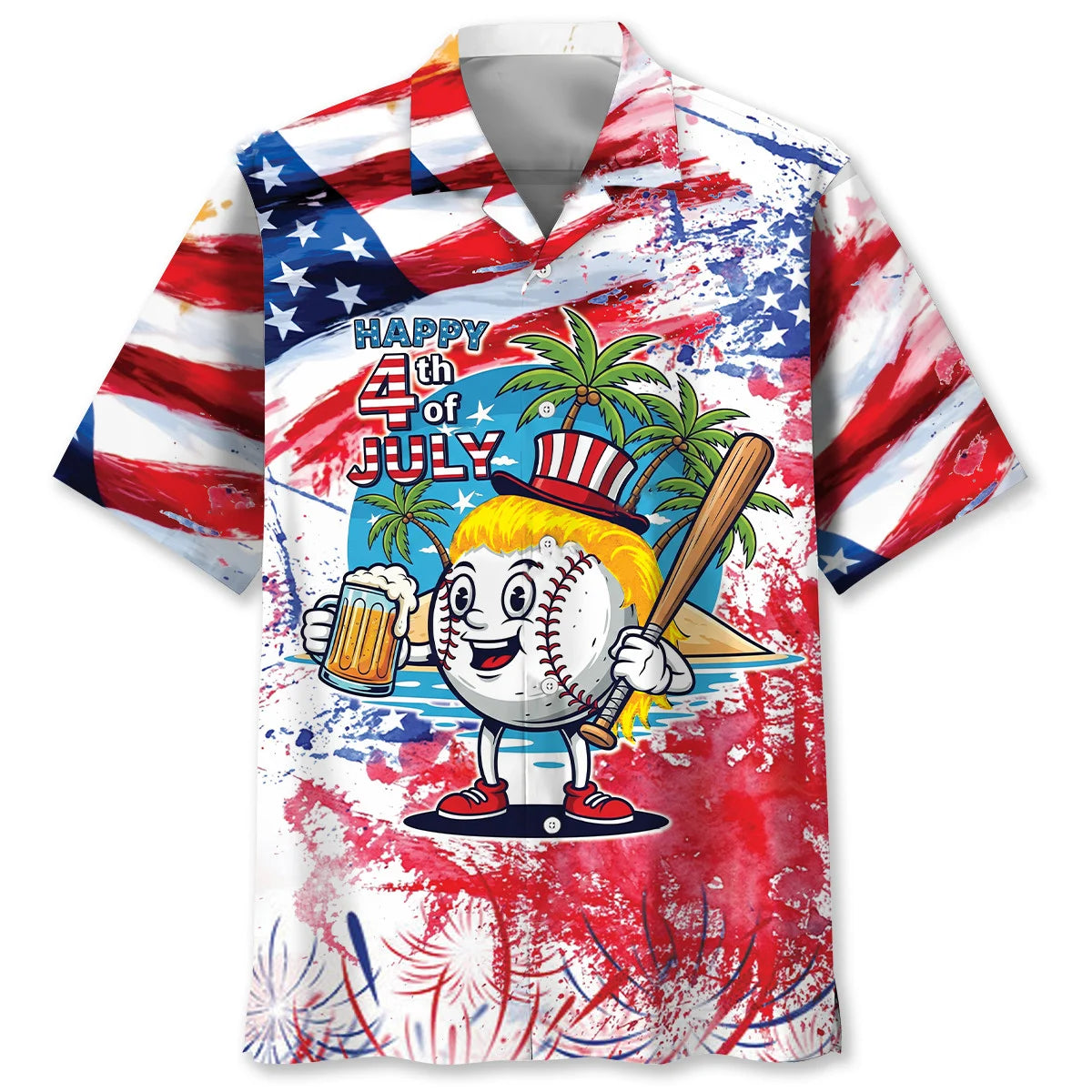 Happy 4th July Baseball Hawaiian Shirt