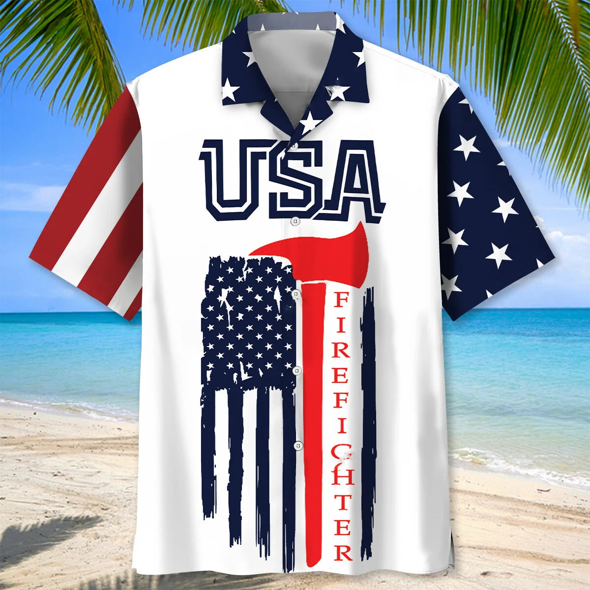 Happy 4th of July Usa Firefighter Hawaiian Shirt