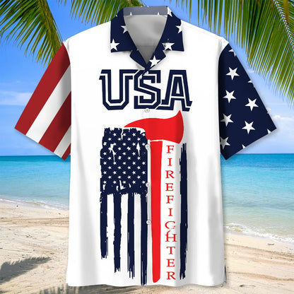 Happy 4th of July Usa Firefighter Hawaiian Shirt