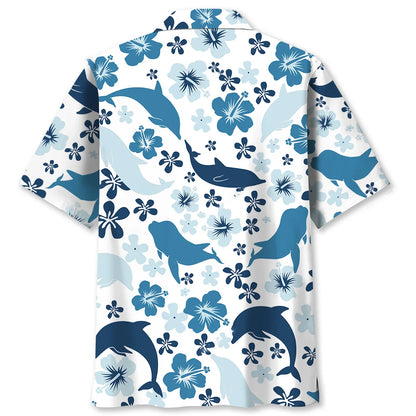 Happy Dolphin Blue Hawaiian Shirt