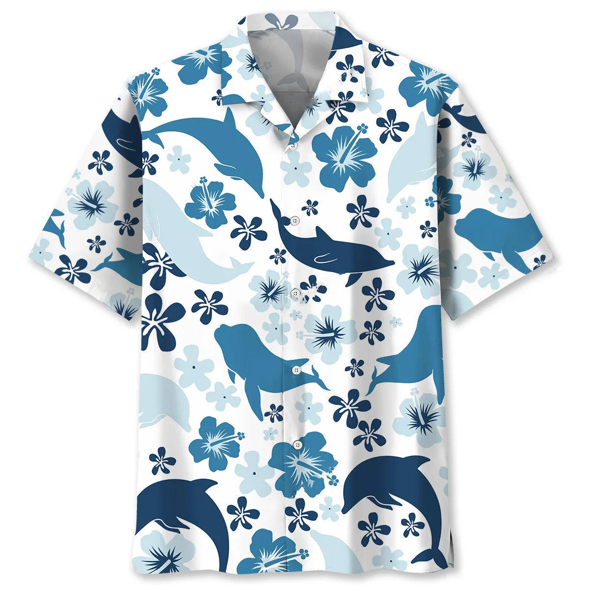 Happy Dolphin Blue Hawaiian Shirt
