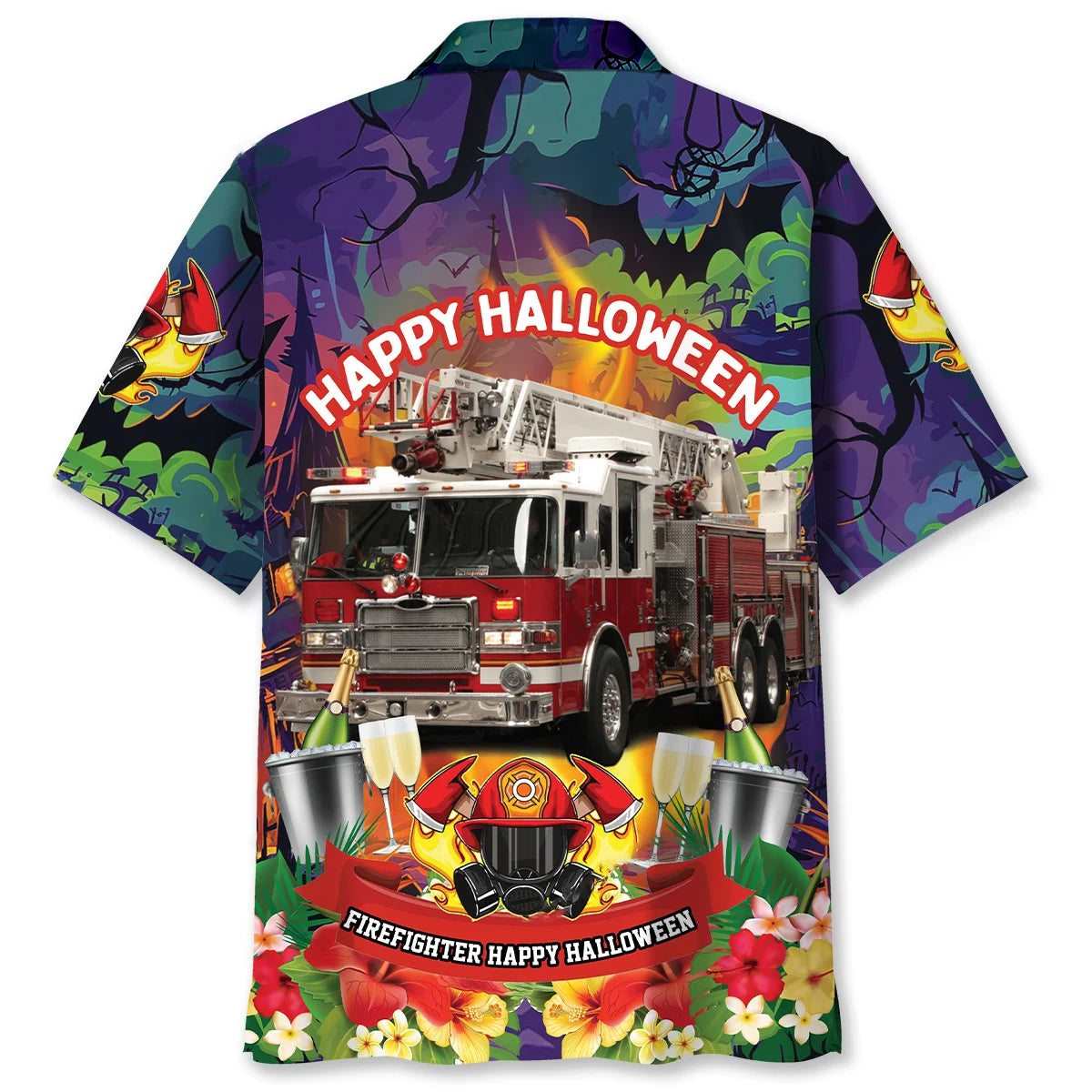 Happy Halloween Firefighter Shirt Hawaiian Shirt