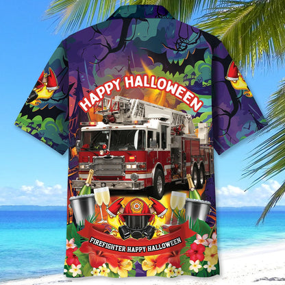 Happy Halloween Firefighter Shirt Hawaiian Shirt