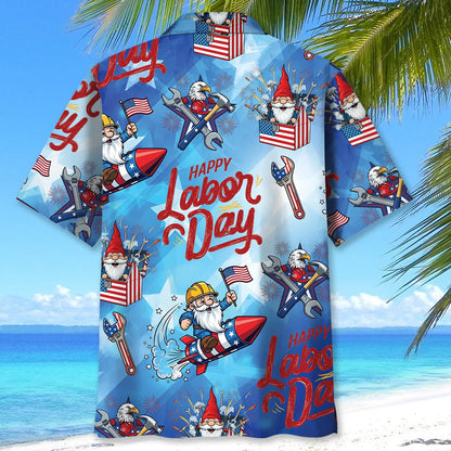 Happy Labor Day Fireworks American Flag and Funny Hawaiian Shirt
