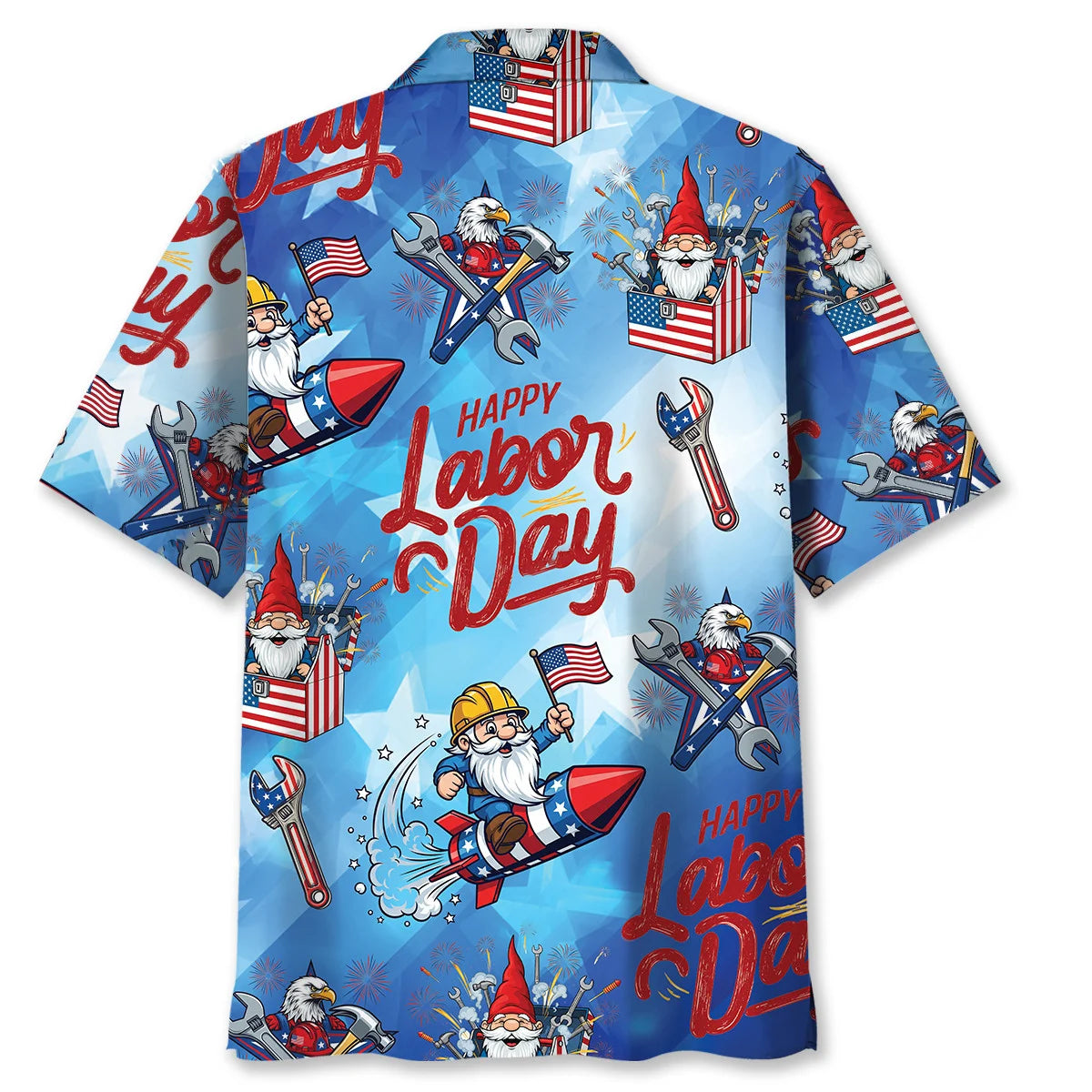 Happy Labor Day Fireworks American Flag and Funny Hawaiian Shirt