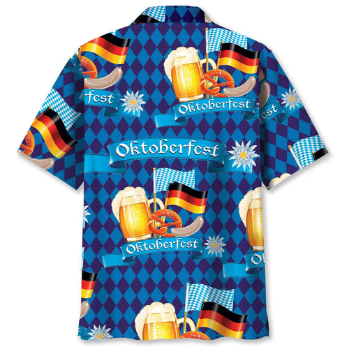 Happy Oktoberfest Blue Hawaiian Shirt