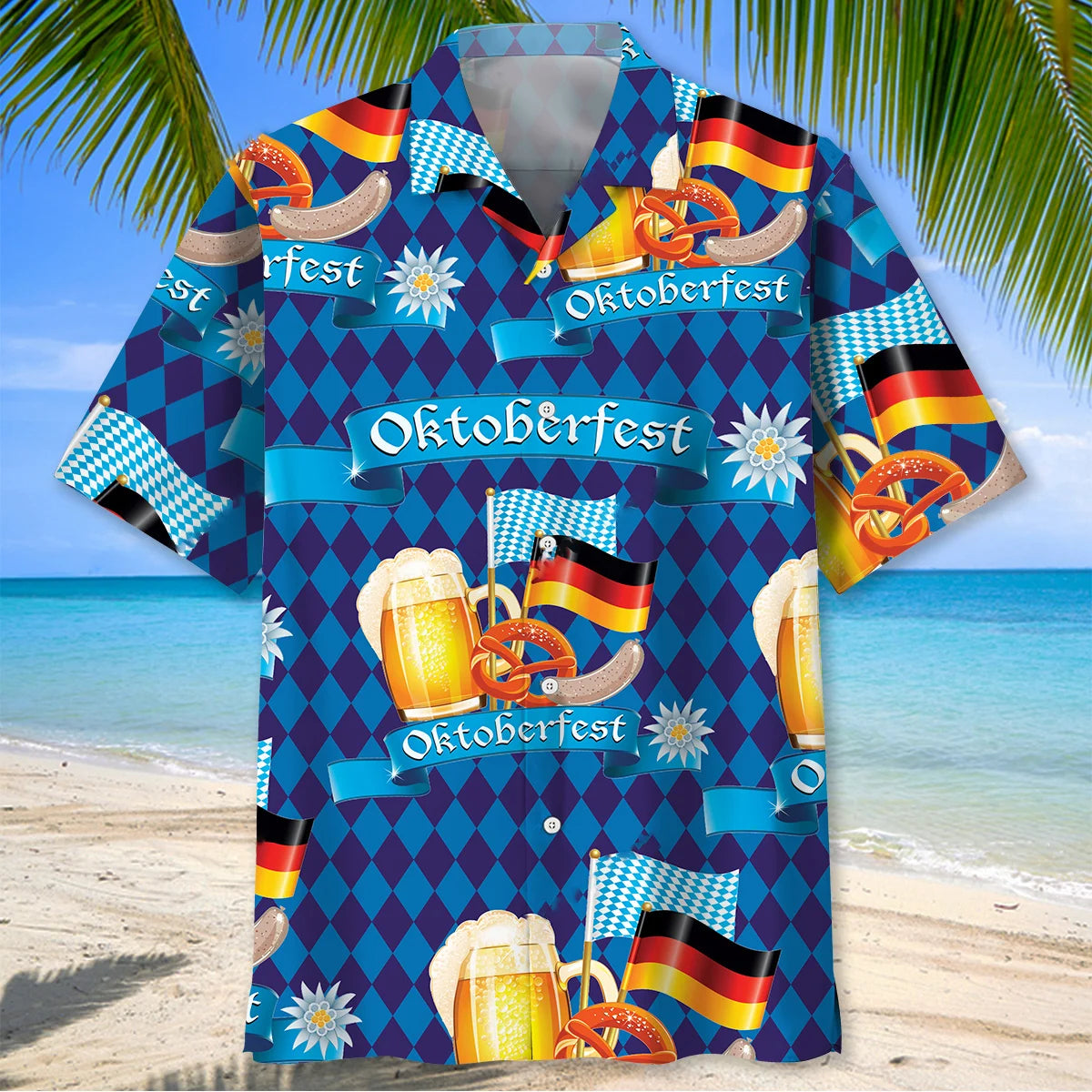 Happy Oktoberfest Blue Hawaiian Shirt