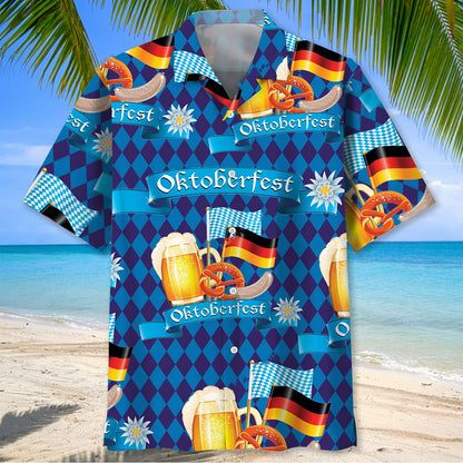 Happy Oktoberfest Blue Hawaiian Shirt
