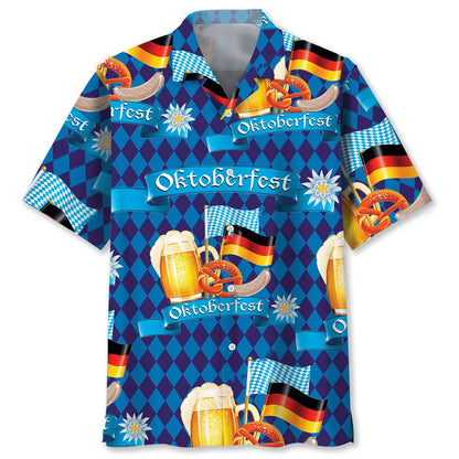 Happy Oktoberfest Blue Hawaiian Shirt