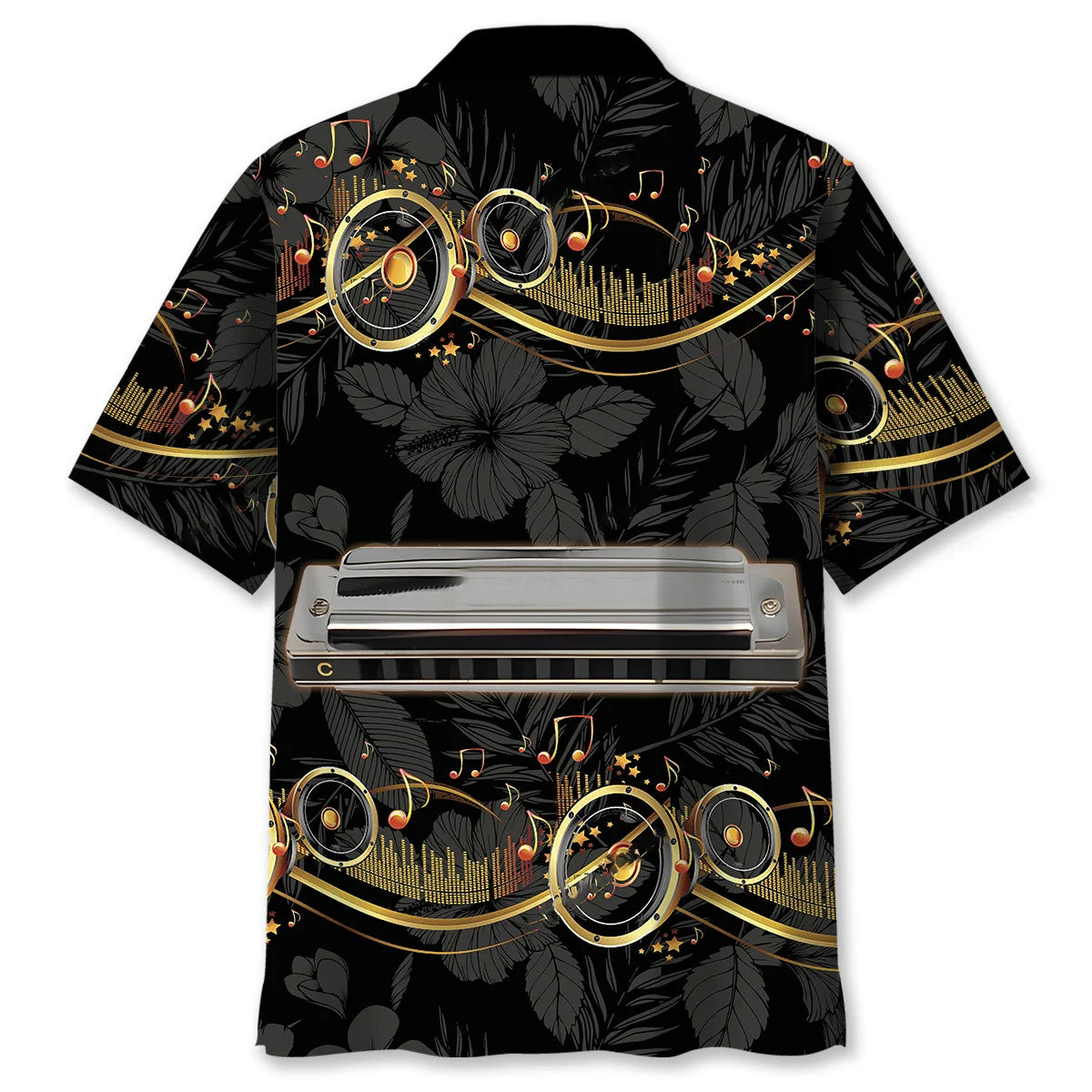 Harmonica Black Hawaiian Shirt