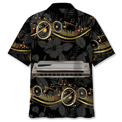 Harmonica Black Hawaiian Shirt
