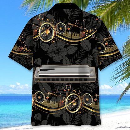 Harmonica Black Hawaiian Shirt