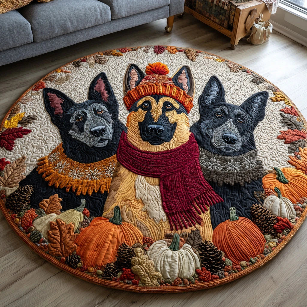 Harvest German Shepherd Quilted Round Mat