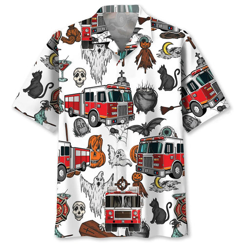 Haunted Firefighter Trucks Hawaiian Shirt