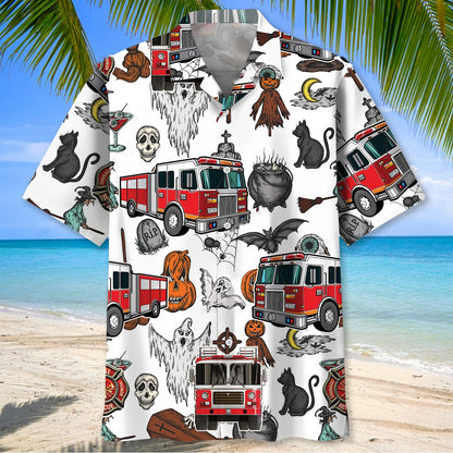 Haunted Firefighter Trucks Hawaiian Shirt
