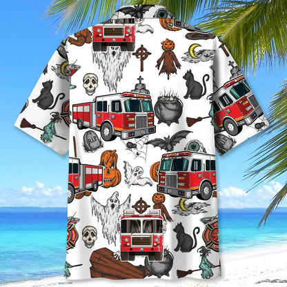 Haunted Firefighter Trucks Hawaiian Shirt