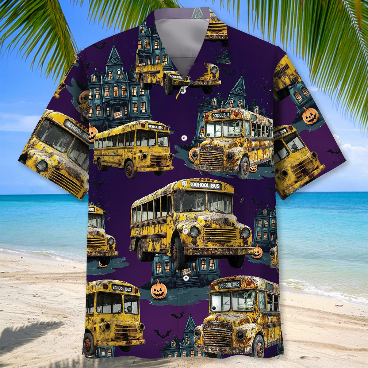Haunted School Bus Hawaiian Shirt