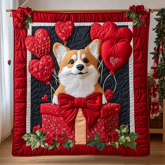 Heart Corgi Quilt Blanket