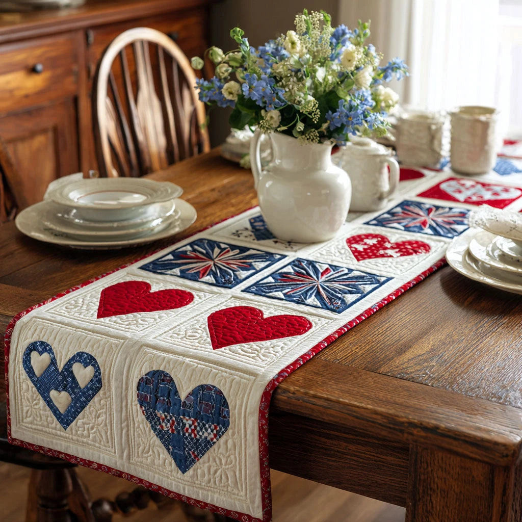 Heart of Liberty Quilted Table Runner