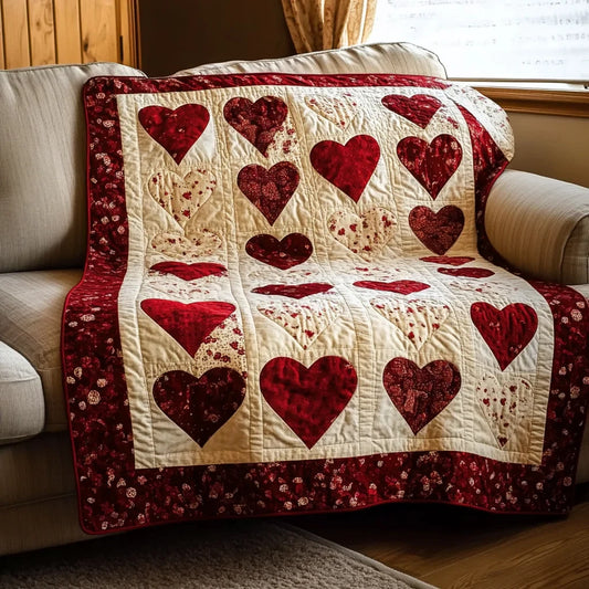 Heart Patchwork Quilt Blanket