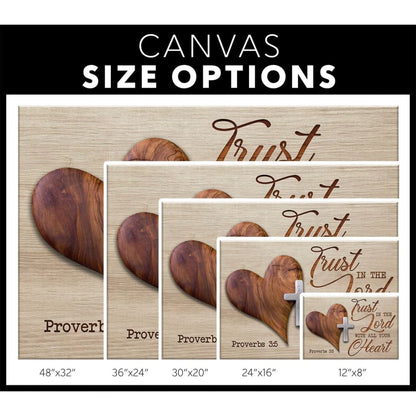 heart cross trust in the lord with all your heart proverbs 3 5 canvas wall art (Landscape) (view 3)