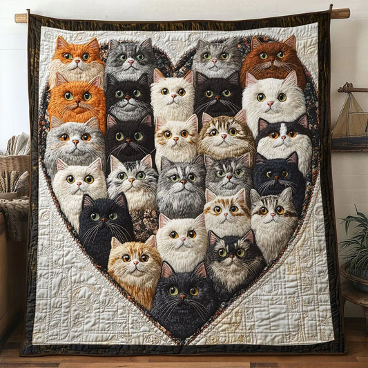 Heartbound Cat Quilt Blanket