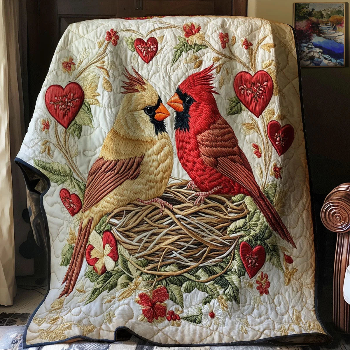 Heartfelt Cardinal Quilt Blanket