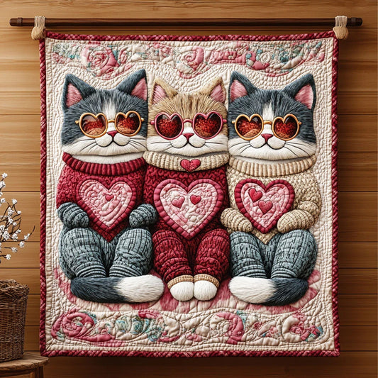 Heartfelt Kitties Quilt Blanket