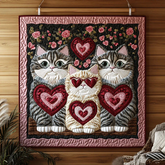 Heartfelt Kitties Quilt Blanket