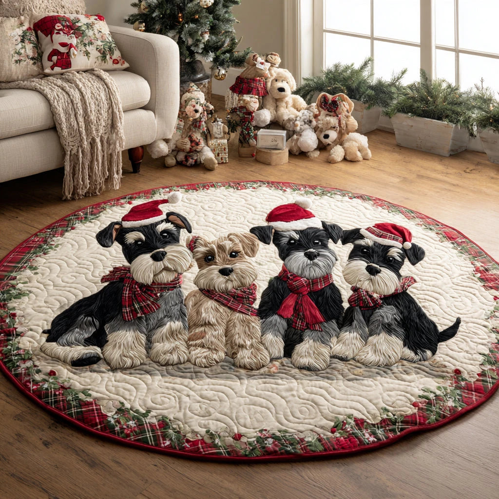 Heartful Schnauzer Quilted Round Mat