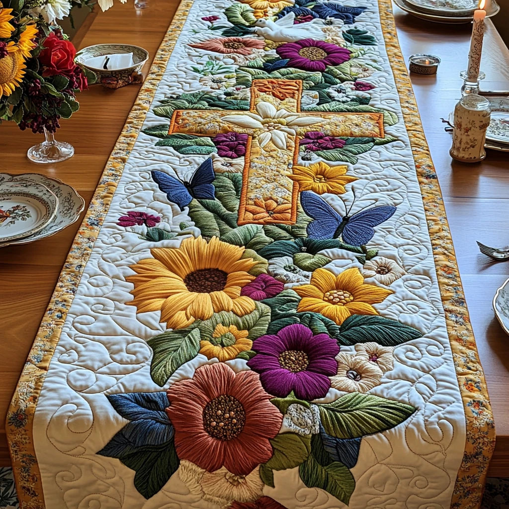Heavenly Blooms Quilted Table Runner