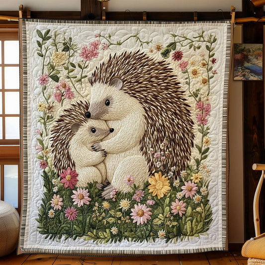 Hedgehog Mother Love Quilt Blanket