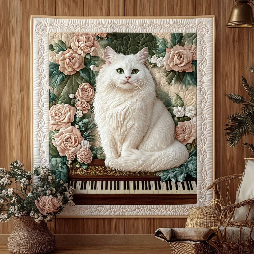 Heirloom Piano Cat Quilt Blanket