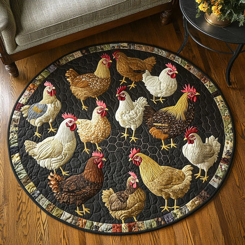 Hen House Charm Quilted Round Mat