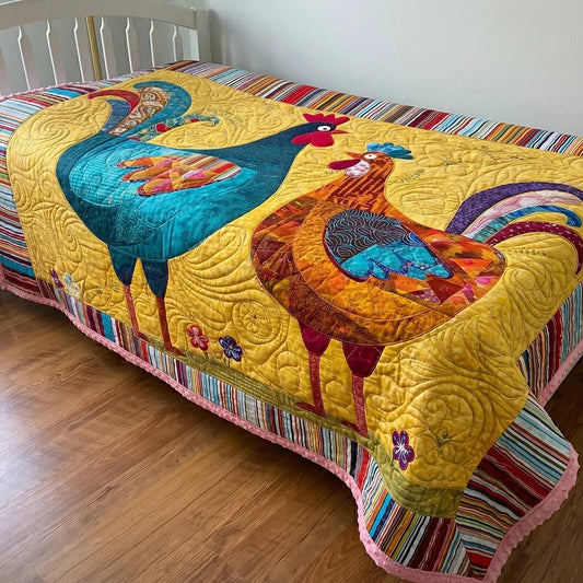 Hen House Quilt Blanket - Quilted Blanket by OtterMia
