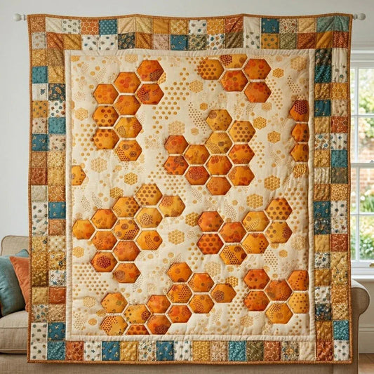 Hexagon Flow Quilt Blanket - Quilted Blanket by OtterMia