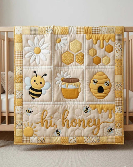Hi Honey Quilt Blanket - Quilted Blanket by OtterMia