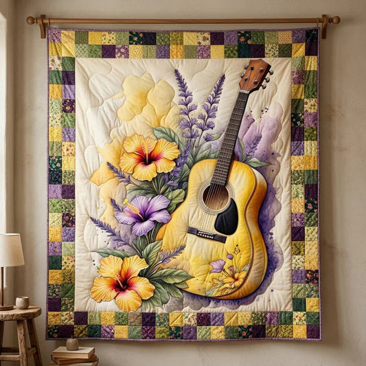 Hibiscus Sonata Quilt Blanket - Quilted Blanket by OtterMia