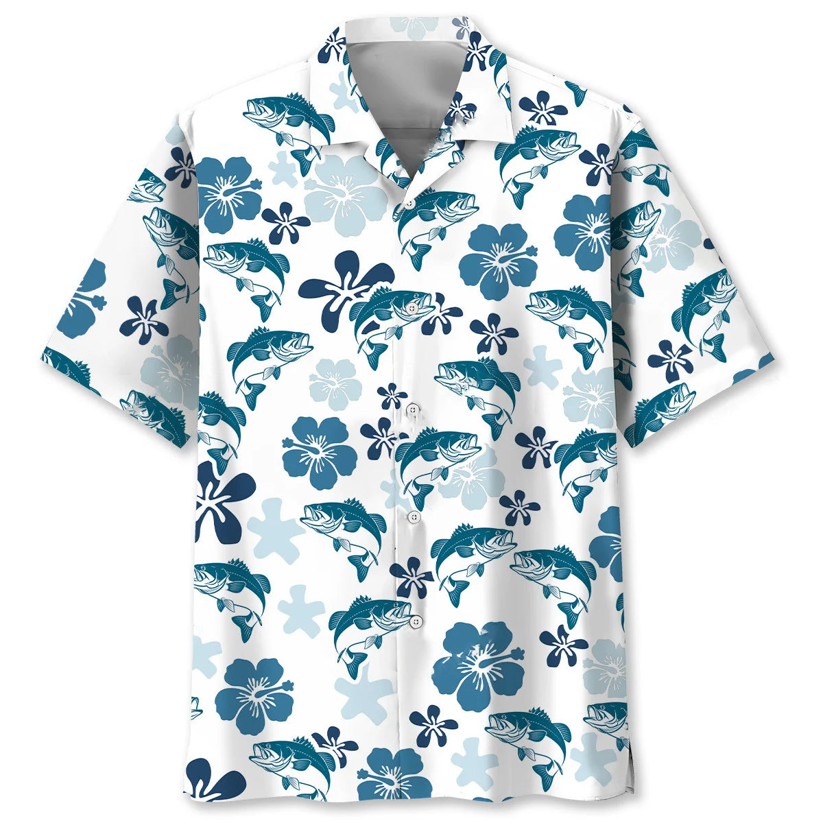 Hibiscus Bass Fishing Hawaiian Shirt