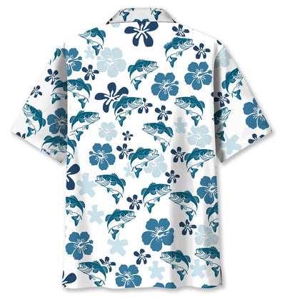 Hibiscus Bass Fishing Hawaiian Shirt