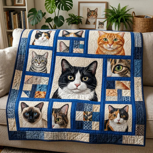 Hide And Seek Cat Quilt Blanket