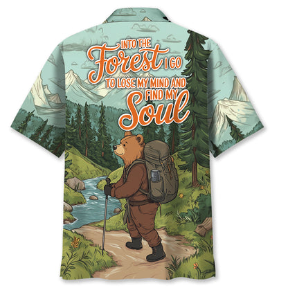 Hiking Bear Into the Forest I Go Hawaiian Shirt - S - hawaiian shirt