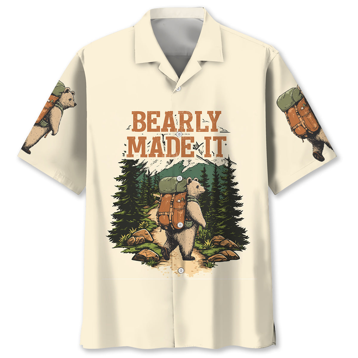 Hiking Bearly Made It Hawaiian Shirt - S - hawaiian shirt