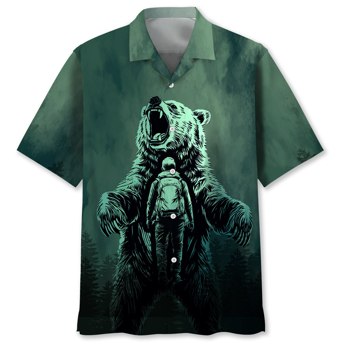 Hiking I Choose the Bear Hawaiian Shirt - M - hawaiian shirt