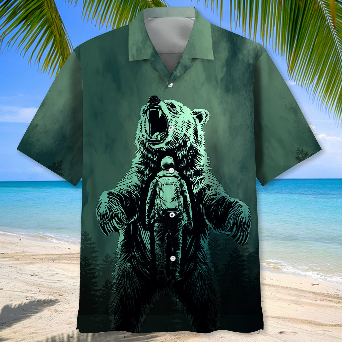 Hiking I Choose the Bear Hawaiian Shirt - L - hawaiian shirt