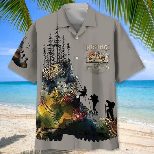 Hiking is my Retirement Plan Hawaiian Shirt - S - hawaiian shirt