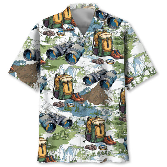 Hiking Mountain Backpack Binoculars Hawaiian Shirt