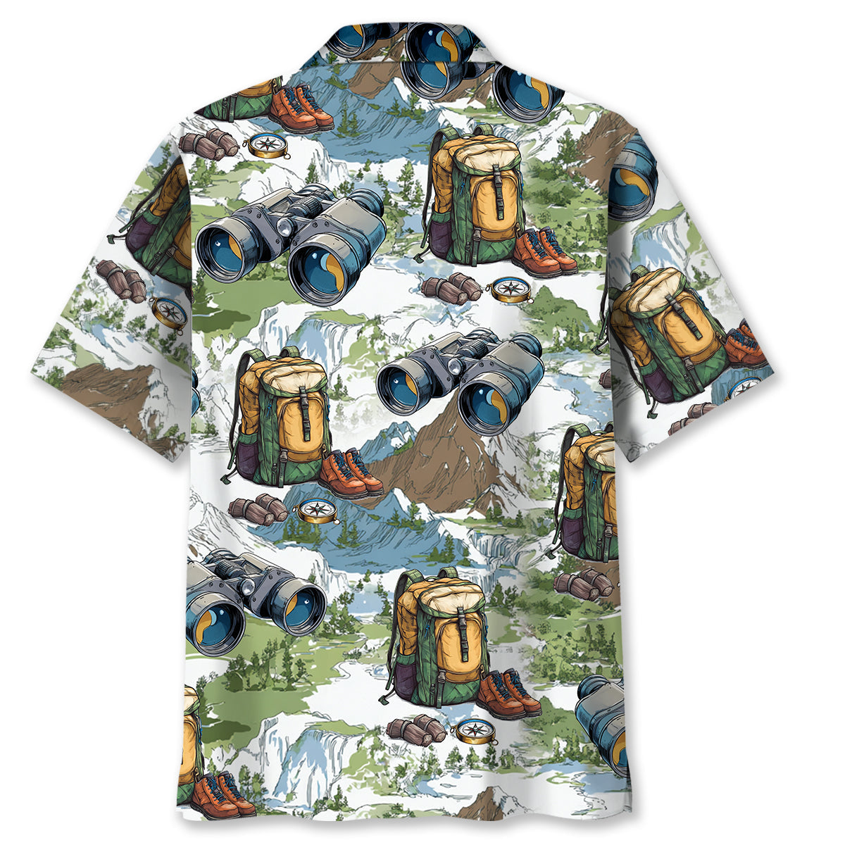 Hiking Mountain Backpack Binoculars Hawaiian Shirt - M - hawaiian shirt
