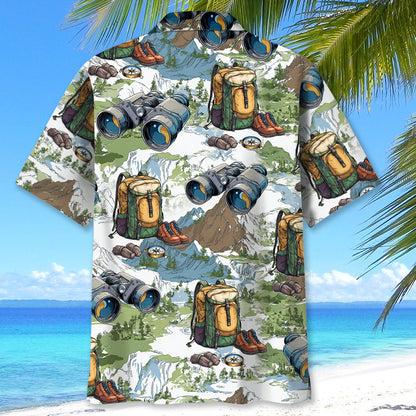 Hiking Mountain Backpack Binoculars Hawaiian Shirt - XL - hawaiian shirt